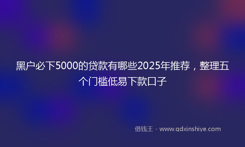 黑户必下5000的贷款有哪些2025年推荐，整理五个门槛低易下款口子