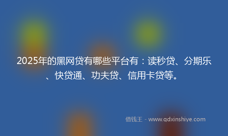 2025年的黑网贷有哪些平台有：读秒贷、分期乐、快贷通、功夫贷、信用卡贷等。