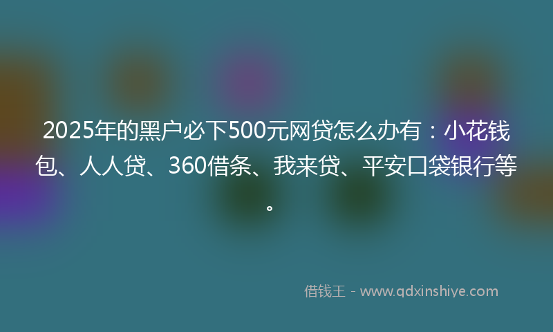 2025年的黑户必下500元网贷怎么办有：小花钱包、人人贷、360借条、我来贷、平安口袋银行等。