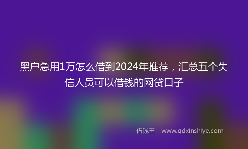 黑户急用1万怎么借到2024年推荐，汇总五个失信人员可以借钱的网贷口子