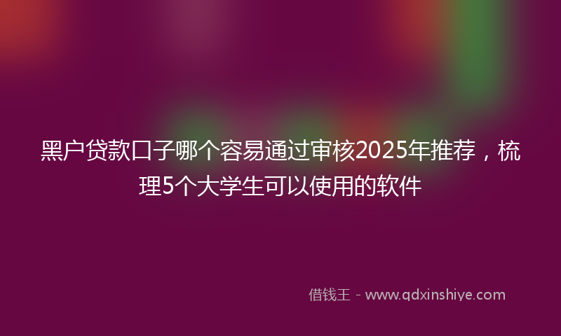 黑户贷款口子哪个容易通过审核2025年推荐，梳理5个大学生可以使用的软件