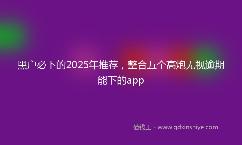 黑户必下的2025年推荐，整合五个高炮无视逾期能下的app