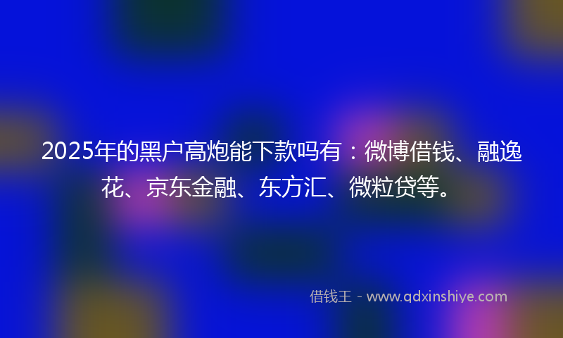 2025年的黑户高炮能下款吗有：微博借钱、融逸花、京东金融、东方汇、微粒贷等。