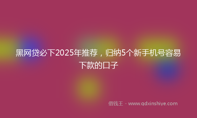 黑网贷必下2025年推荐，归纳5个新手机号容易下款的口子