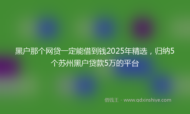 黑户那个网贷一定能借到钱2025年精选，归纳5个苏州黑户贷款5万的平台