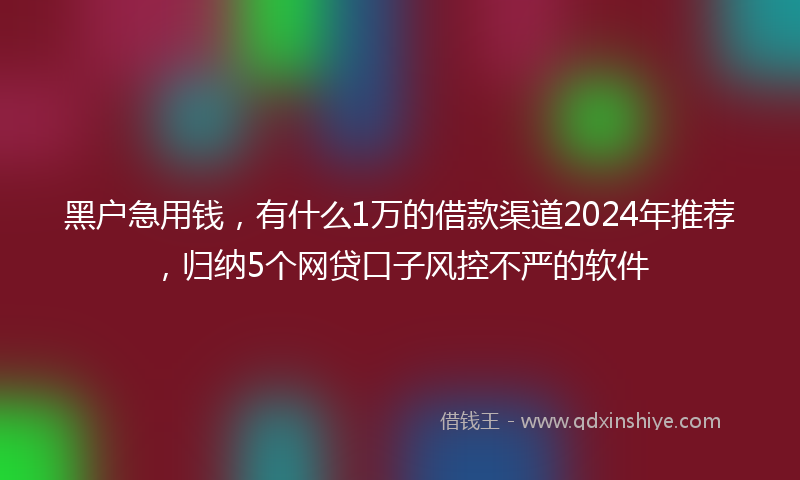 黑户急用钱，有什么1万的借款渠道2024年推荐，归纳5个网贷口子风控不严的软件