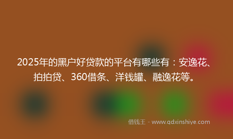 2025年的黑户好贷款的平台有哪些有：安逸花、拍拍贷、360借条、洋钱罐、融逸花等。