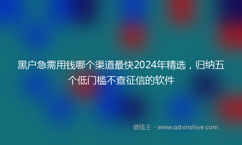 黑户急需用钱哪个渠道最快2024年精选，归纳五个低门槛不查征信的软件