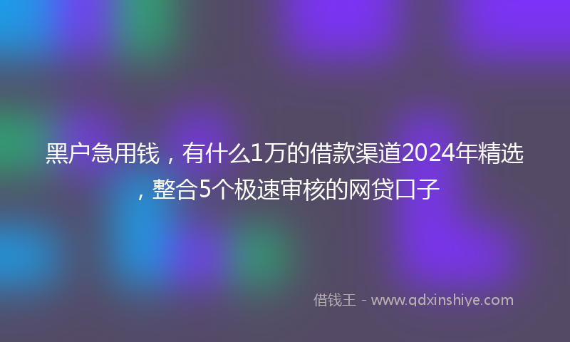 黑户急用钱，有什么1万的借款渠道2024年精选，整合5个极速审核的网贷口子
