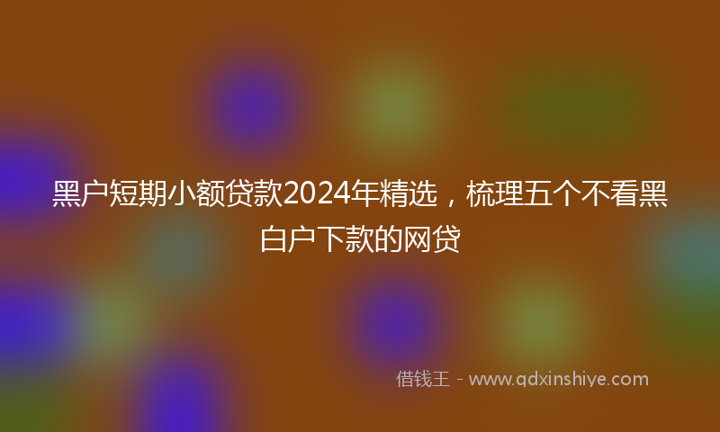 黑户短期小额贷款2024年精选，梳理五个不看黑白户下款的网贷