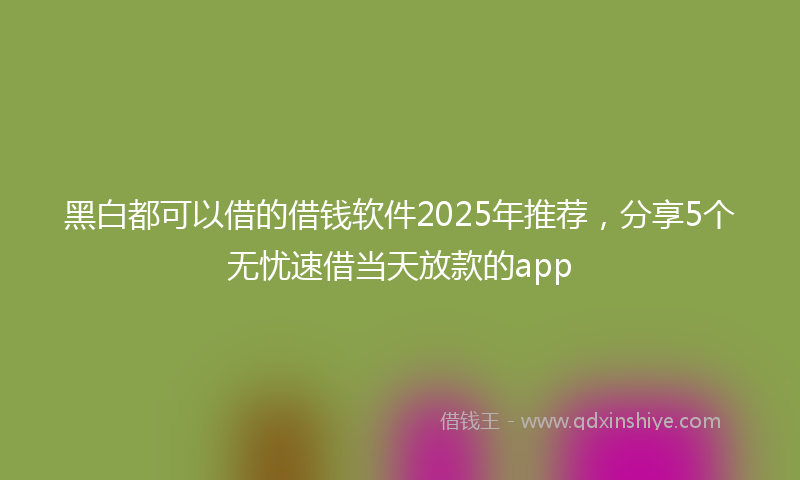 黑白都可以借的借钱软件2025年推荐，分享5个无忧速借当天放款的app