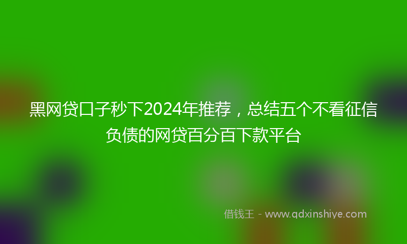 黑网贷口子秒下2024年推荐，总结五个不看征信负债的网贷百分百下款平台