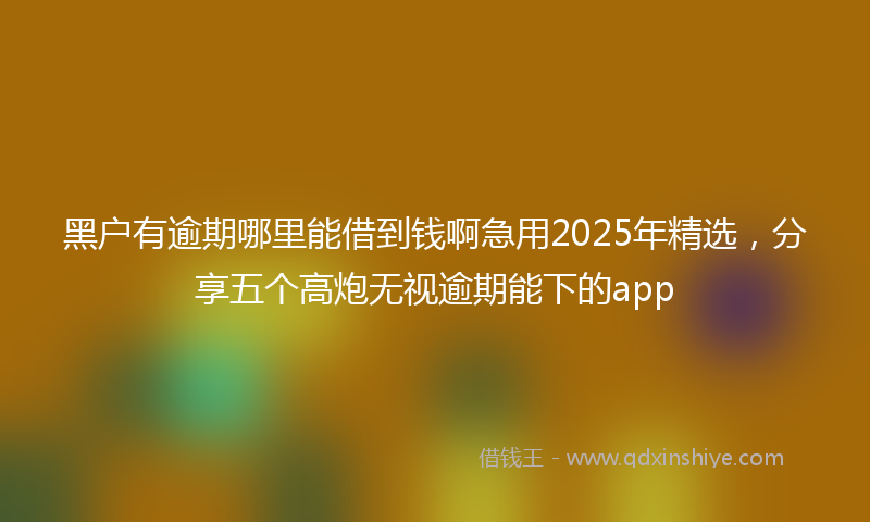 黑户有逾期哪里能借到钱啊急用2025年精选，分享五个高炮无视逾期能下的app