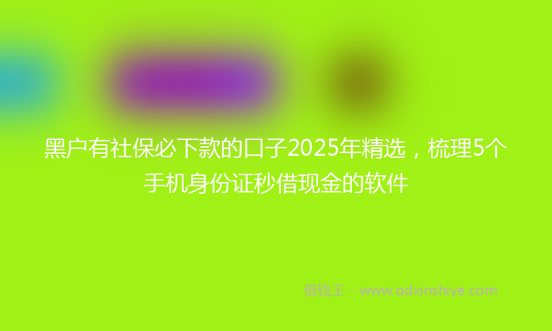 黑户有社保必下款的口子2025年精选，梳理5个手机身份证秒借现金的软件