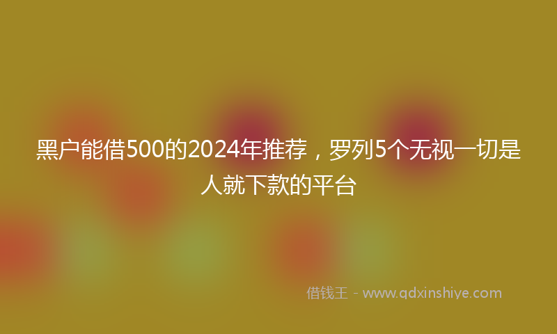 黑户能借500的2024年推荐，罗列5个无视一切是人就下款的平台