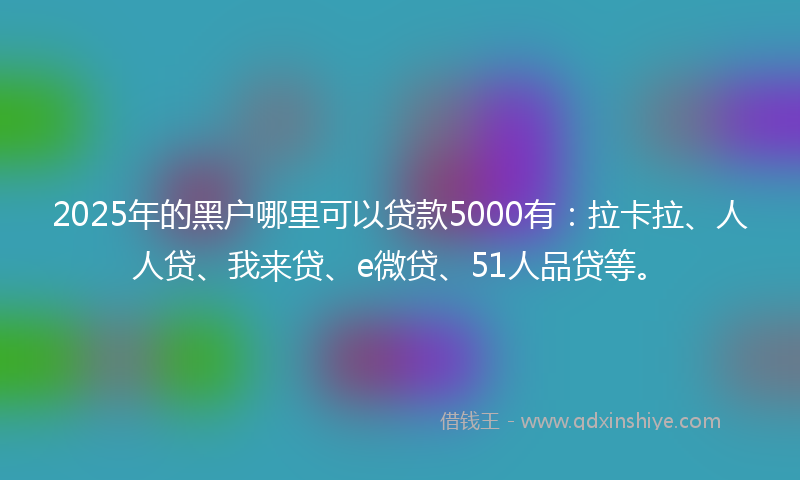 2025年的黑户哪里可以贷款5000有：拉卡拉、人人贷、我来贷、e微贷、51人品贷等。