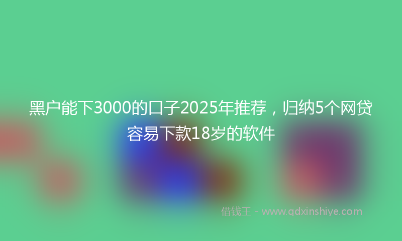 黑户能下3000的口子2025年推荐，归纳5个网贷容易下款18岁的软件