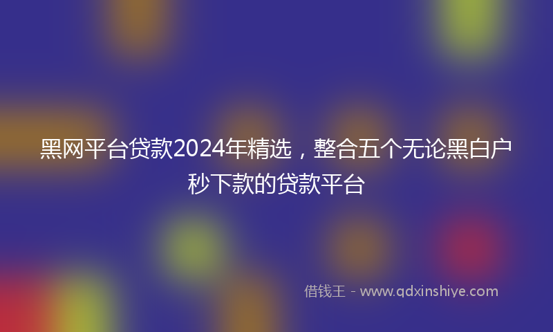黑网平台贷款2024年精选，整合五个无论黑白户秒下款的贷款平台