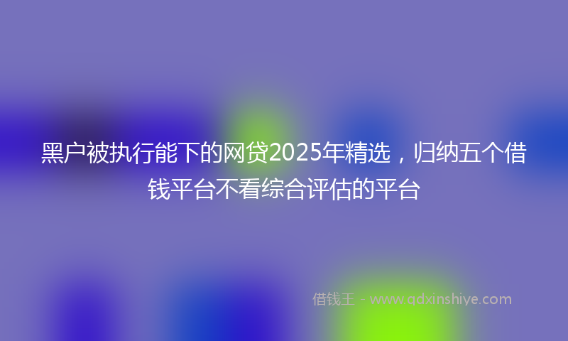 黑户被执行能下的网贷2025年精选，归纳五个借钱平台不看综合评估的平台