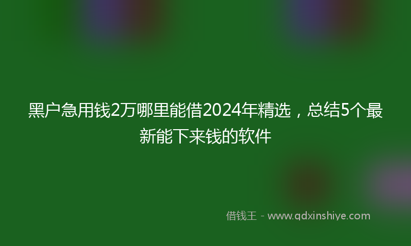 黑户急用钱2万哪里能借2024年精选，总结5个最新能下来钱的软件