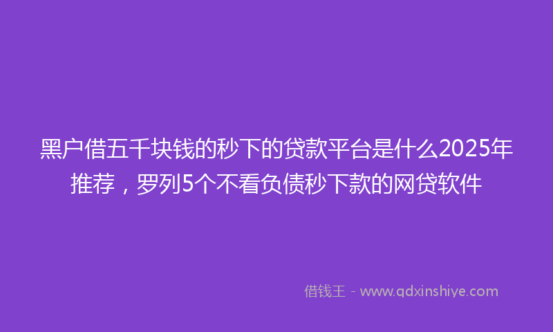 黑户借五千块钱的秒下的贷款平台是什么2025年推荐，罗列5个不看负债秒下款的网贷软件