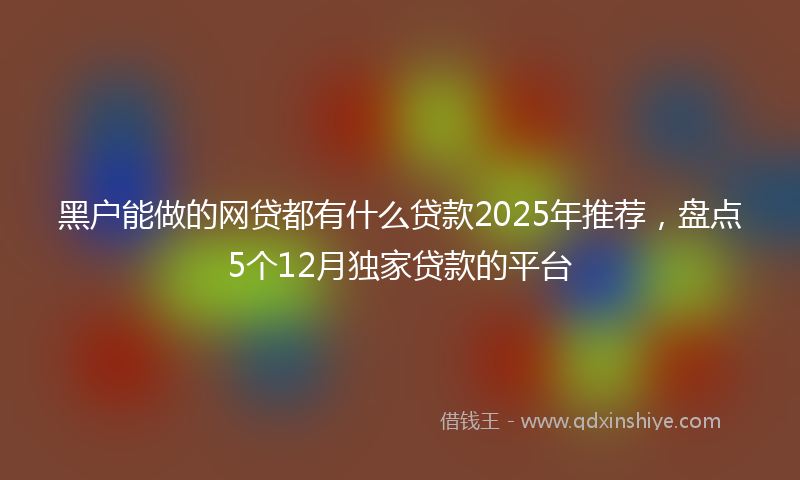 黑户能做的网贷都有什么贷款2025年推荐，盘点5个12月独家贷款的平台