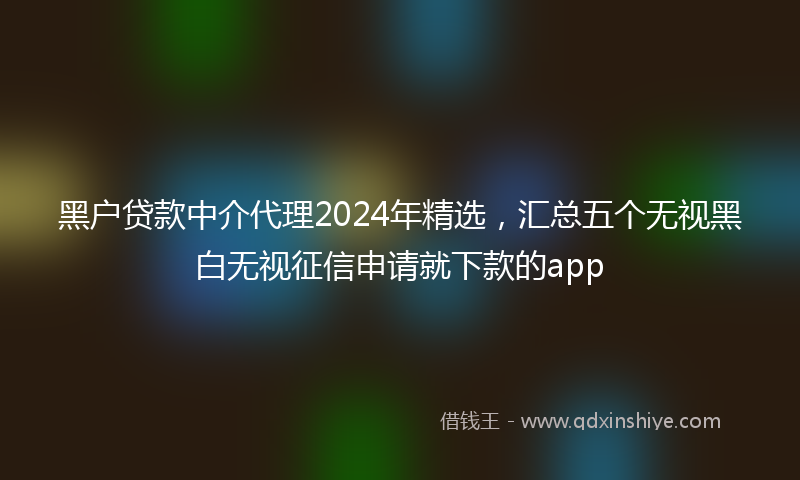 黑户贷款中介代理2024年精选，汇总五个无视黑白无视征信申请就下款的app