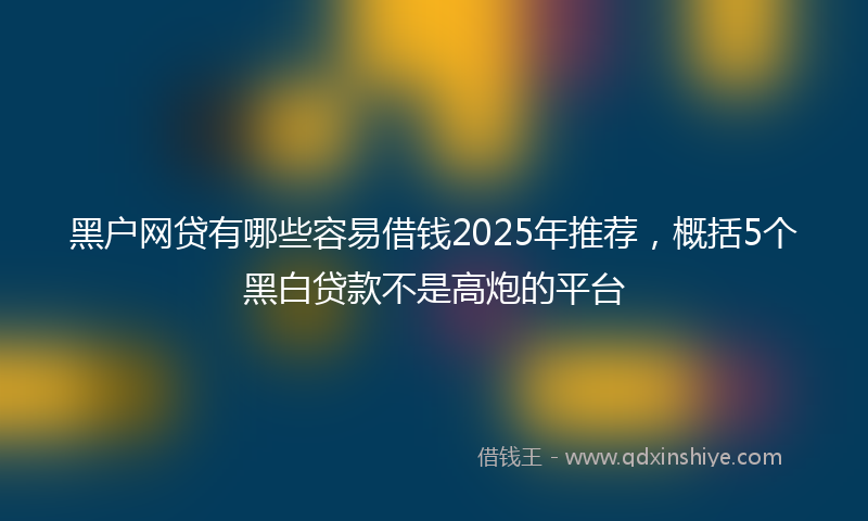 黑户网贷有哪些容易借钱2025年推荐，概括5个黑白贷款不是高炮的平台