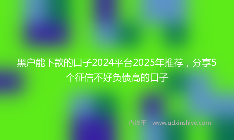 黑户能下款的口子2024平台2025年推荐，分享5个征信不好负债高的口子