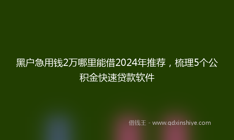 黑户急用钱2万哪里能借2024年推荐,梳理5个公积金快速贷款软件
