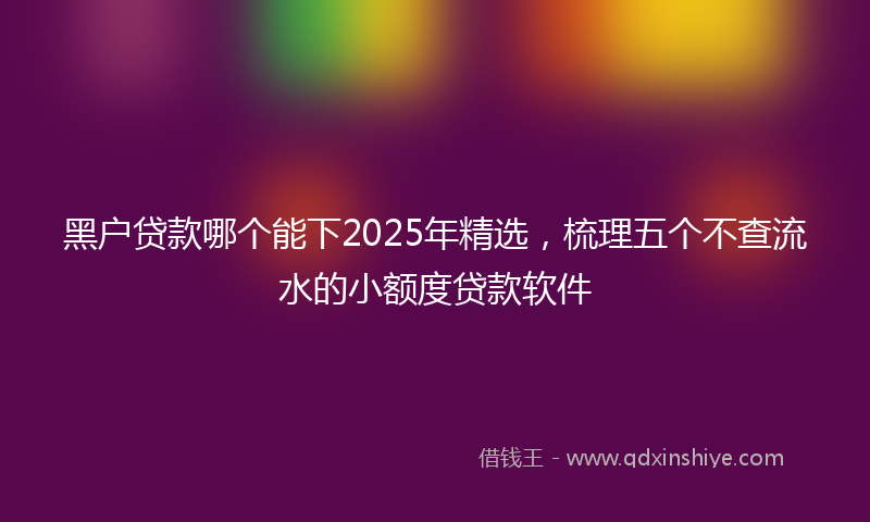 黑户贷款哪个能下2025年精选，梳理五个不查流水的小额度贷款软件