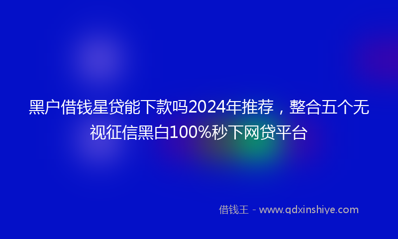 黑户借钱星贷能下款吗2024年推荐，整合五个无视征信黑白100%秒下网贷平台