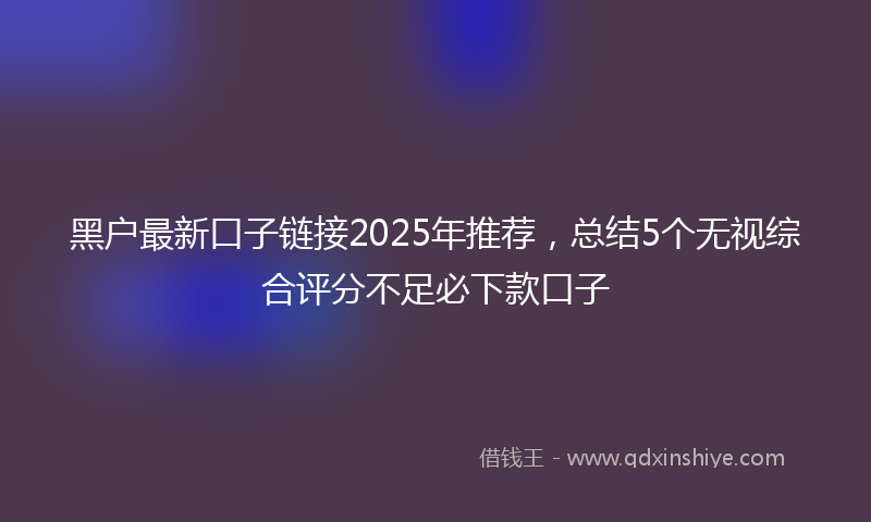 黑户最新口子链接2025年推荐，总结5个无视综合评分不足必下款口子