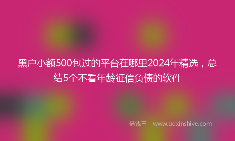 黑户小额500包过的平台在哪里2024年精选，总结5个不看年龄征信负债的软件