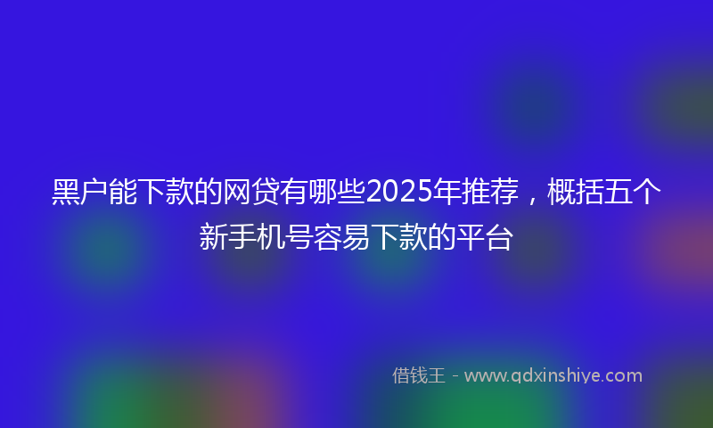 黑户能下款的网贷有哪些2025年推荐，概括五个新手机号容易下款的平台