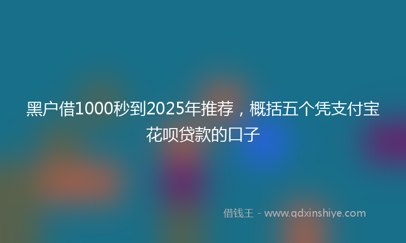 黑户借1000秒到2025年推荐，概括五个凭支付宝花呗贷款的口子