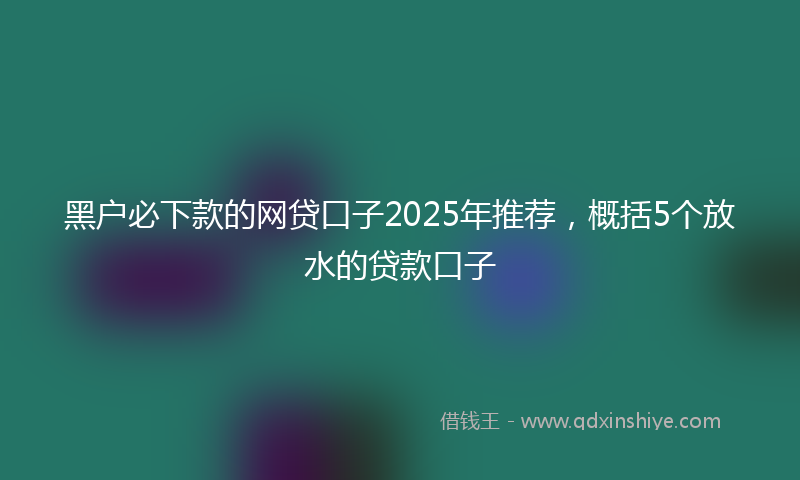 黑户必下款的网贷口子2025年推荐，概括5个放水的贷款口子