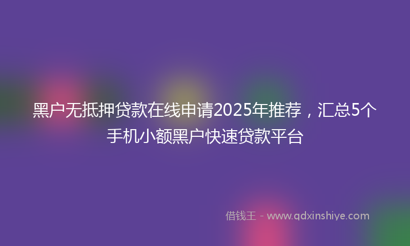 黑户无抵押贷款在线申请2025年推荐，汇总5个手机小额黑户快速贷款平台