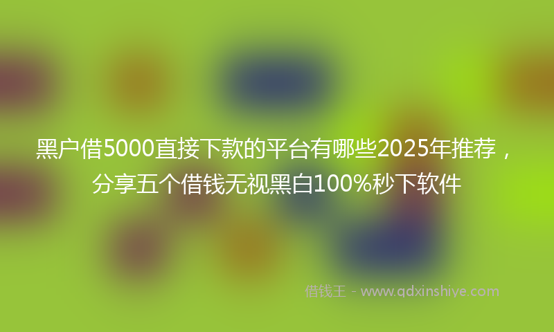 黑户借5000直接下款的平台有哪些2025年推荐，分享五个借钱无视黑白100%秒下软件