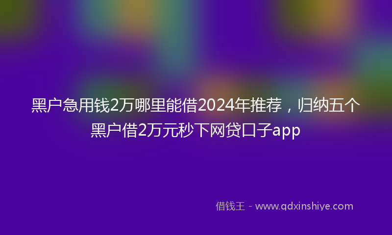 黑户急用钱2万哪里能借2024年推荐，归纳五个黑户借2万元秒下网贷口子app