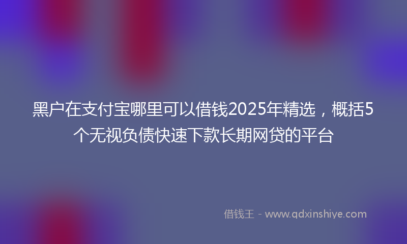 黑户在支付宝哪里可以借钱2025年精选，概括5个无视负债快速下款长期网贷的平台