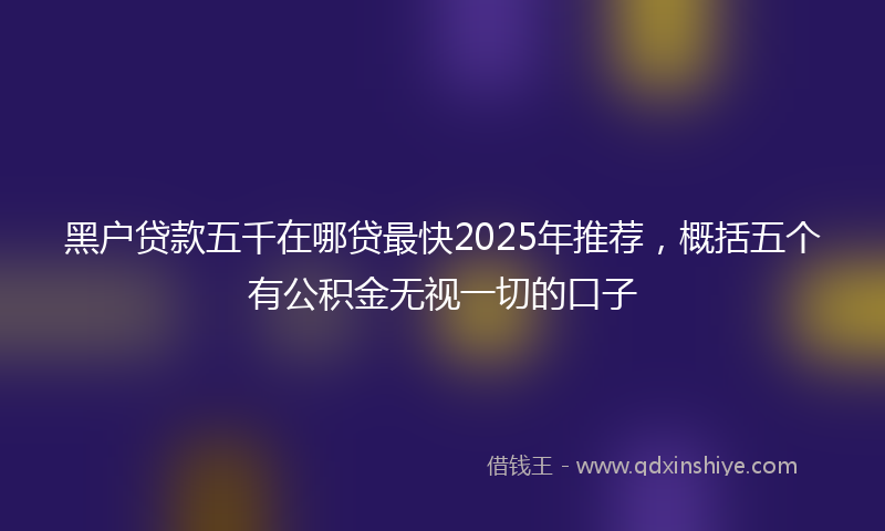 黑户贷款五千在哪贷最快2025年推荐，概括五个有公积金无视一切的口子