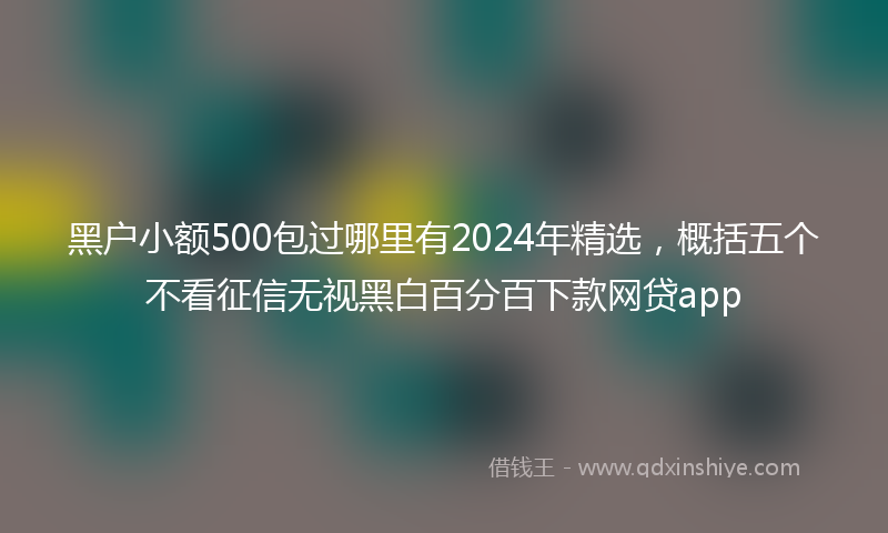 黑户小额500包过哪里有2024年精选，概括五个不看征信无视黑白百分百下款网贷app