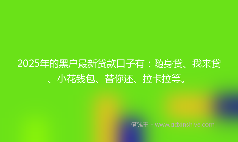2025年的黑户最新贷款口子有：随身贷、我来贷、小花钱包、替你还、拉卡拉等。