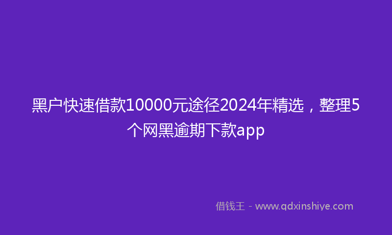 黑户快速借款10000元途径2024年精选，整理5个网黑逾期下款app