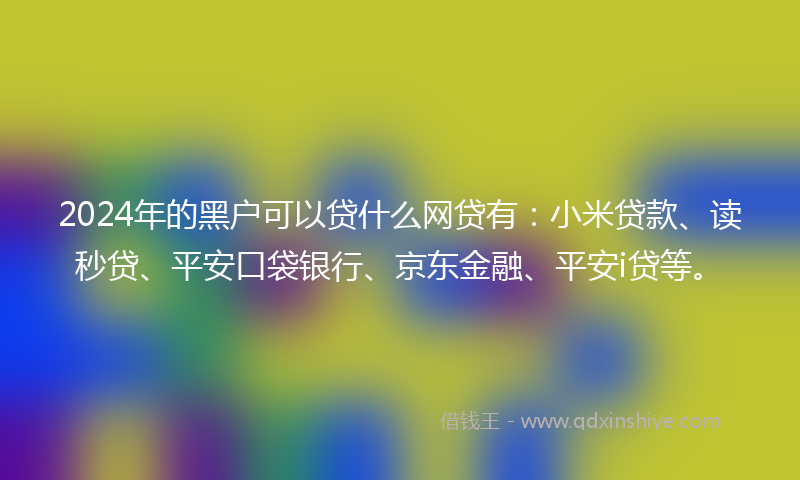 2024年的黑户可以贷什么网贷有：小米贷款、读秒贷、平安口袋银行、京东金融、平安i贷等。