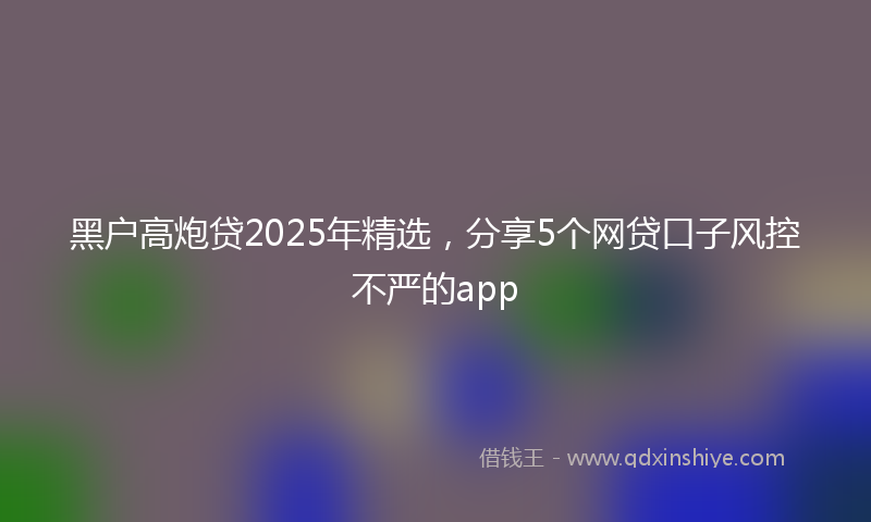 黑户高炮贷2025年精选，分享5个网贷口子风控不严的app