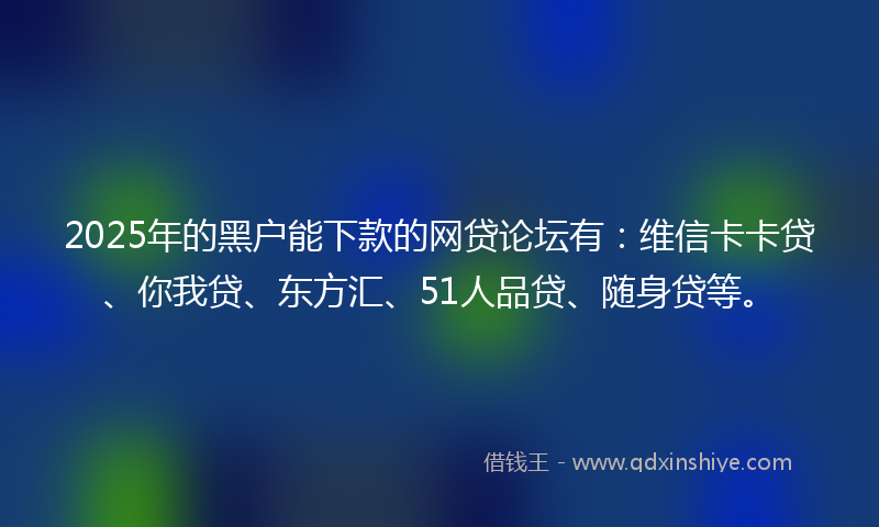 2025年的黑户能下款的网贷论坛有：维信卡卡贷、你我贷、东方汇、51人品贷、随身贷等。