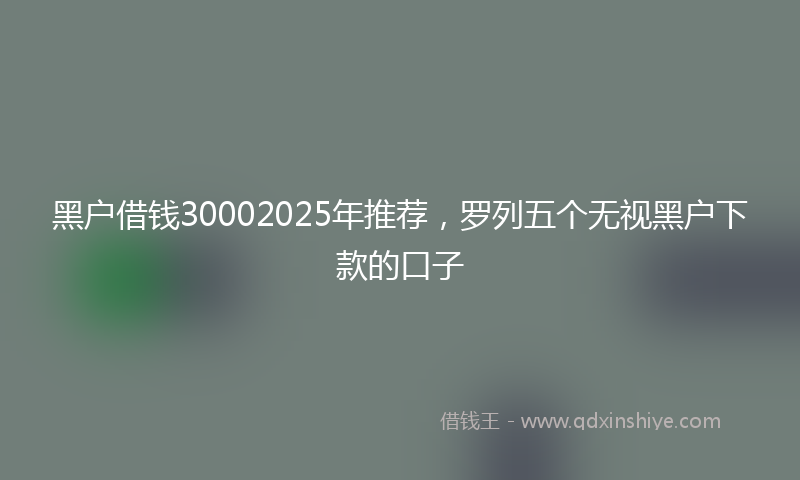 黑户借钱30002025年推荐，罗列五个无视黑户下款的口子