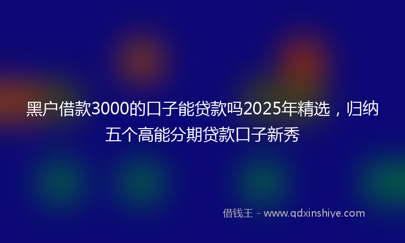 黑户借款3000的口子能贷款吗2025年精选，归纳五个高能分期贷款口子新秀